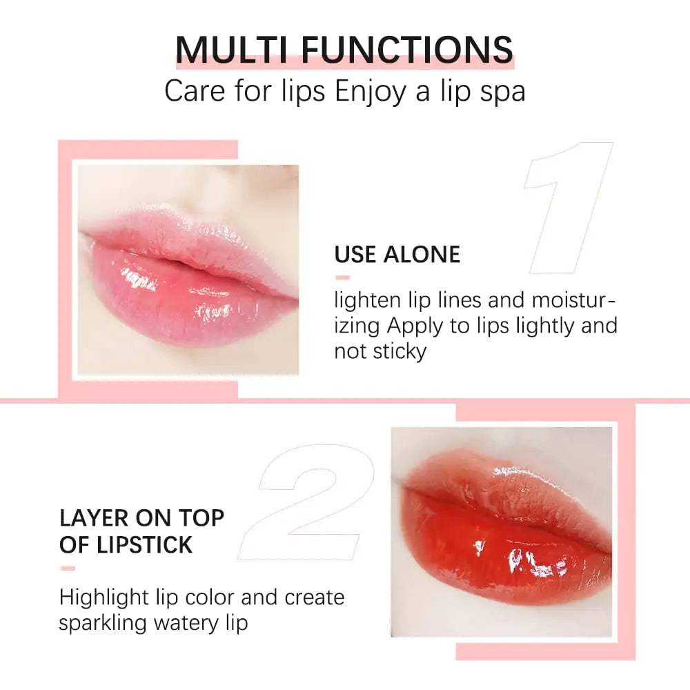 Hydrating Lip Glow Oil, Plumping Lip Gloss, Moisturizing Lip Oil Gloss, Transparent Moisturizing Lip Balm, Natural Lip Plumper, Lip Plumper Gloss Make Lips Fuller and Moisturizing (2pcs Cherry) 2pcs Cherry