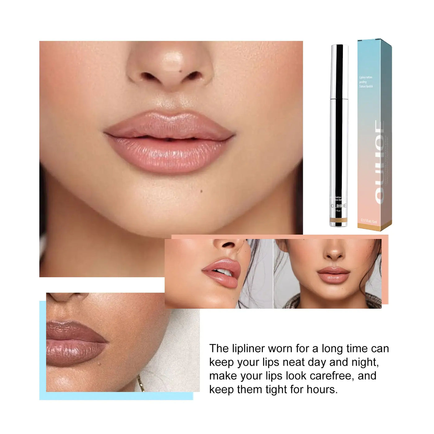 OUHOE Peel Lip Liner, Plump Lip Lines Show Lip Color Without Makeup Peeling Lip Liner